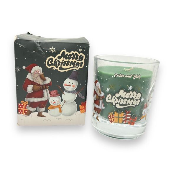Soy Wax Christmas Candle -Cedar & Teak Scented - 3.5" Glass Jar - Decorative 8oz - Picture 11 of 14